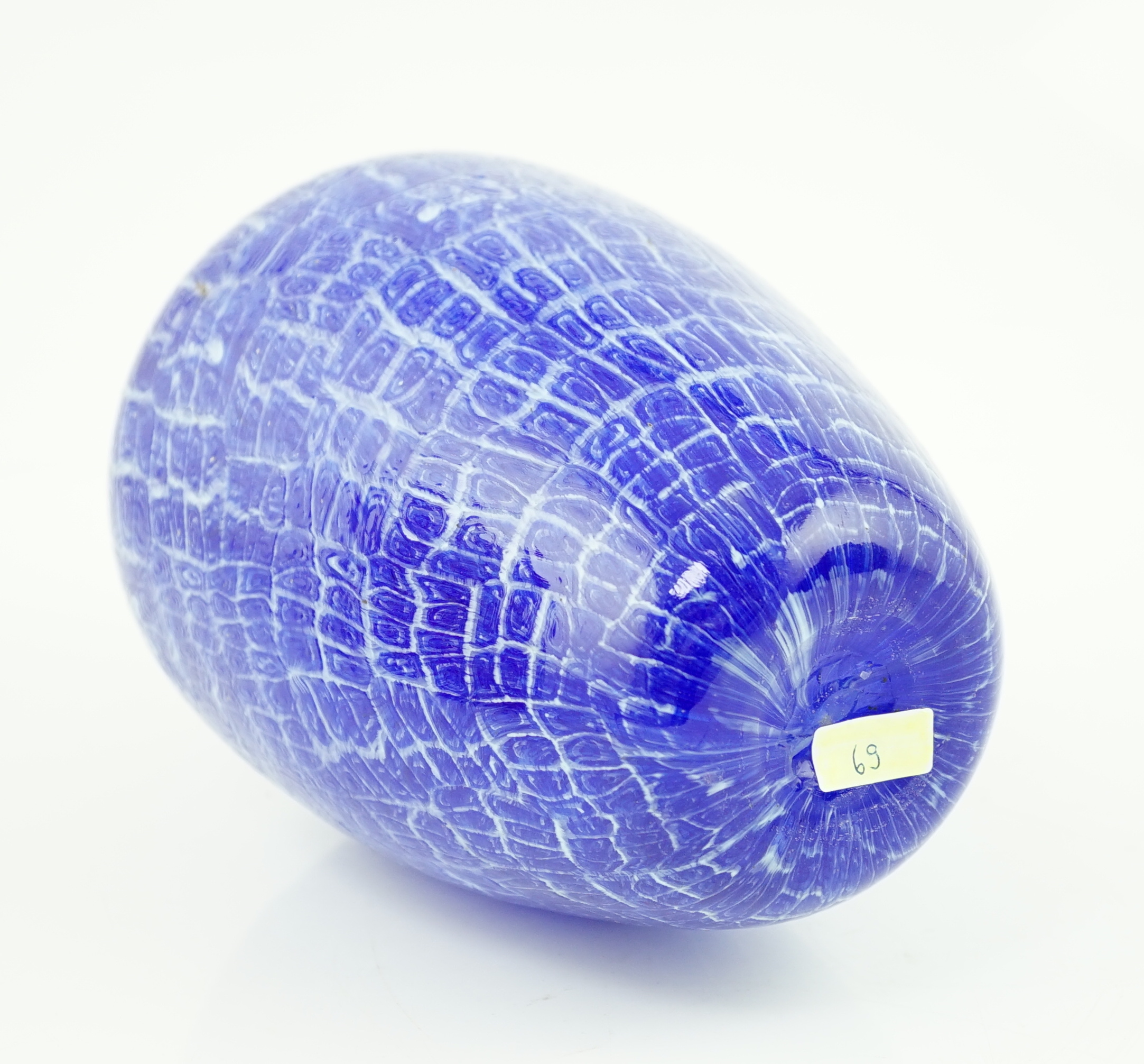 Vittorio Ferro (1932-2012) A Murano glass vase, high shouldered, with a bright blue tile pattern, unsigned, 26cm, Please note this lot attracts an additional import tax of 20% on the hammer price